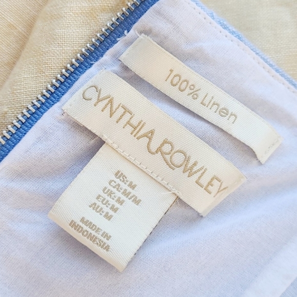 CYNTHIA ROWLEY Pastel Color Blocked Linen Dress M - Picture 6 of 7